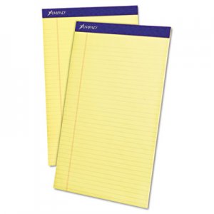 Ampad 20230 Perforated Writing Pad, 8 1/2 x 14, Canary, 50 Sheets, Dozen TOP20230