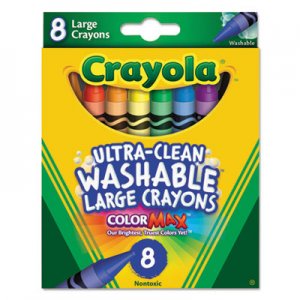 Crayola CYO523280 Ultra-Clean Washable Crayons, Large, 8 Colors/Box 52-3280