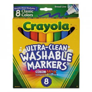 Crayola CYO587808 Washable Markers, Broad Point, Classic Colors, 8/Pack 58-7808