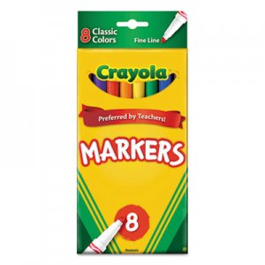 Crayola CYO587709 Non-Washable Markers, Fine Point, Classic Colors, 8/Set 58-7709