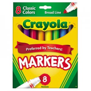 Crayola CYO587708 Non-Washable Markers, Broad Point, Classic Colors, 8/Set 58-7708