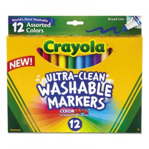 Crayola CYO587812 Washable Markers, Broad Point, Classic Colors, 12/Set 58-7812