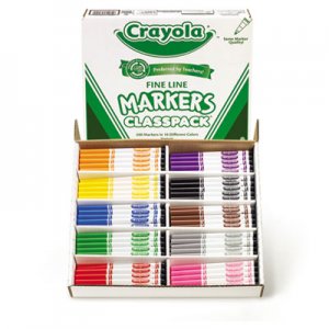 Crayola CYO588210 Non-Washable Classpack Markers, Fine Point, Ten Assorted Colors, 200/Box 58-8210