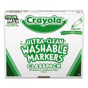 Crayola CYO588211 Washable Classpack Markers, Fine Point, Eight Assorted, 200/Box 58-8211