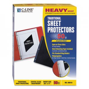 C-Line 00010 Traditional Polypropylene Sheet Protector, Heavyweight, 11 x 8 1/2, 50/BX CLI00010