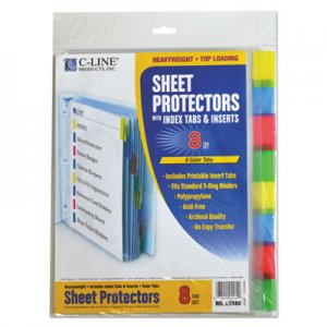 C-Line 05580 Sheet Protectors with Index Tabs, Assorted Color Tabs, 2", 11 x 8 1/2, 8/ST CLI05580