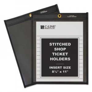 C-Line 45911 Shop Ticket Holders, Stitched, One Side Clear, 50", 8 1/2 x 11, 25/BX CLI45911