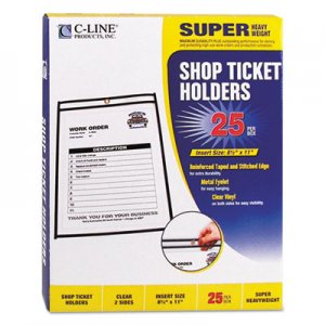 C-Line 46911 Shop Ticket Holders, Stitched, Both Sides Clear, 50", 8 1/2 x 11, 25/BX CLI46911