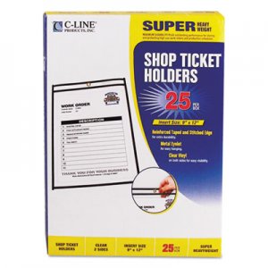 C-Line 46912 Shop Ticket Holders, Stitched, Both Sides Clear, 75", 9 x 12, 25/BX CLI46912
