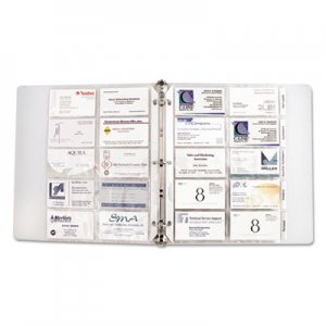 C-Line 61117 Tabbed Business Card Binder Pages, 20 Cards Per Letter Page, Clear, 5 Pages CLI61117