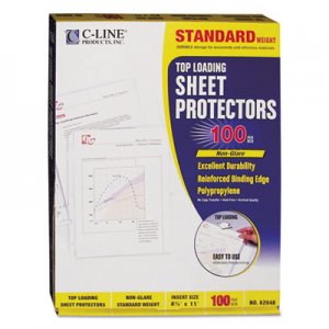 C-Line 62048 Standard Weight Polypropylene Sheet Protector, Non-Glare, 2", 11 x 8 1/2, 100/BX CLI62048