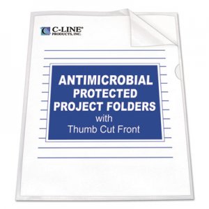 C-Line CLI62137 Antimicrobial Protected Poly Project Folders, Letter Size, Clear, 25/Box