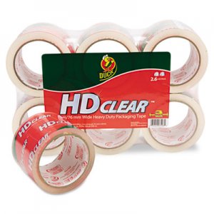 Duck DUC0007496 Heavy-Duty Carton Packaging Tape, 3" x 55yds, Clear, 6/Pack 00-07496
