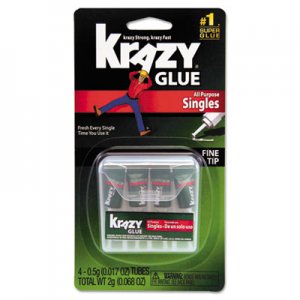 Krazy Glue KG58248SN Krazy Glue Single-Use Tubes w/Storage Case, 0.07 oz, 4/Pack EPIKG58248SN