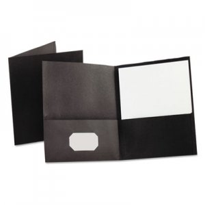 Oxford 57506 Twin-Pocket Folder, Embossed Leather Grain Paper, Black OXF57506