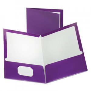 Oxford 5049526 Two-Pocket Laminated Folder, 100-Sheet Capacity, Metallic Purple OXF5049526