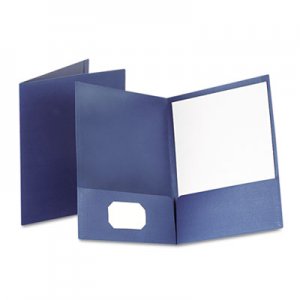 Oxford 53443 Linen Finish Twin Pocket Folders, Letter, Navy, 25/Box OXF53443