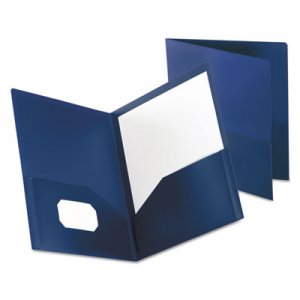 Oxford 57402 Poly Twin-Pocket Folder, Holds 100 Sheets, Opaque Dark Blue OXF57402