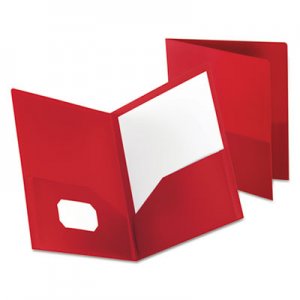 Oxford 57411 Poly Twin-Pocket Folder, Holds 100 Sheets, Opaque Red OXF57411