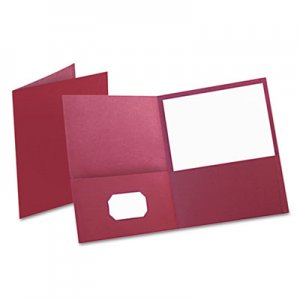 Oxford 57557 Twin-Pocket Folder, Embossed Leather Grain Paper, Burgundy OXF57557