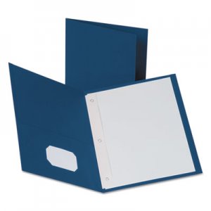Oxford 57702 Twin-Pocket Folders with 3 Fasteners, Letter, 1/2" Capacity, Blue, 25/Box OXF57702