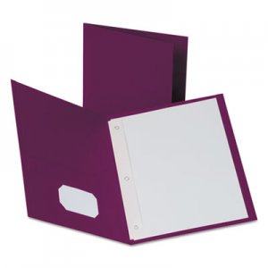 Oxford 57757 Twin-Pocket Folders with 3 Fasteners, Letter, 1/2" Capacity, Burgundy, 25/Box OXF57757