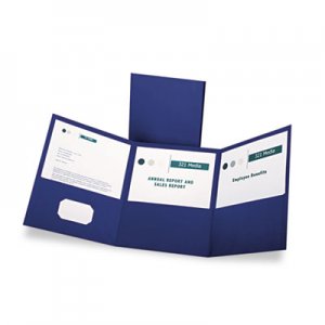 Oxford 59802 Tri-Fold Folder w/3 Pockets, Holds 150 Letter-Size Sheets, Blue OXF59802