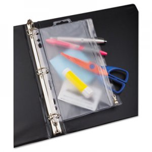 Oxford 68599 Zippered Ring Binder Pocket, 6 x 9-1/2, Clear/White OXF68599