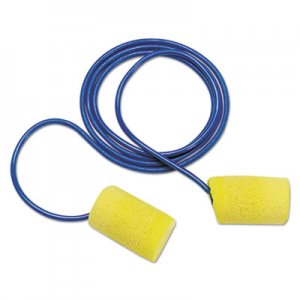 3M MMM3111101 E A R Classic Earplugs, Corded, PVC Foam, Yellow, 200 Pairs 311-1101