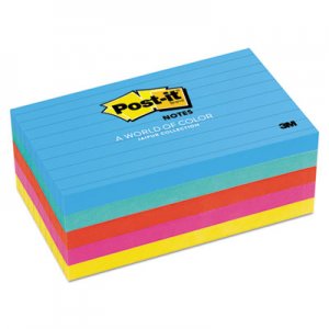 Post-it Notes MMM6355AU Original Pads in Jaipur Colors, 3 x 5, Lined, 100/Pad, 5 Pads/Pack 635-5AU