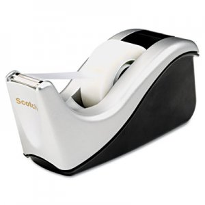 Scotch MMMC60ST Value Desktop Tape Dispenser, Attached 1" Core, Black/Silver C60-ST