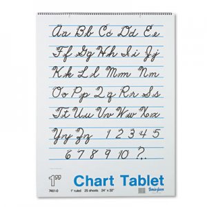 Pacon 74610 Chart Tablets w/Cursive Cover, Ruled, 24 x 32, White, 25 Sheets PAC74610