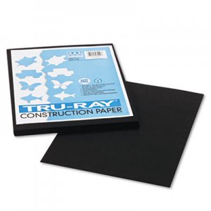 Pacon 103029 Tru-Ray Construction Paper, 76 lbs., 9 x 12, Black, 50 Sheets/Pack PAC103029