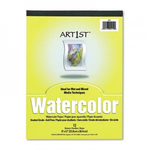 Pacon 4910 Artist Watercolor Paper Pad, 9 x 12, White, 12 Sheets PAC4910