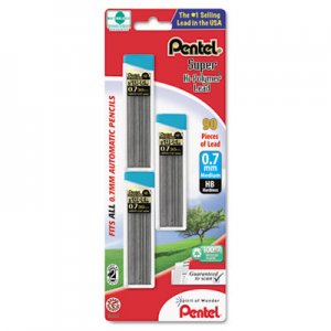 Pentel PENC27BPHB3K6 Super Hi-Polymer Lead Refills, 0.7mm, HB, Black, 30/Tube, 3 Tubes/Pack C27BPHB3-K6