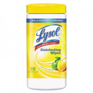 LYSOL Brand 77182CT Disinfecting Wipes, Lemon and Lime Blossom, White, 7 x 8, 80/Can, 6 Cans/CT RAC77182CT