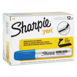 Sharpie 15003 King Size Permanent Marker, Chisel Tip, Blue, Dozen SAN15003