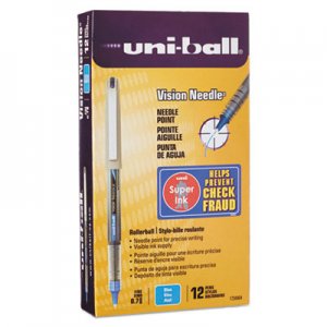Uni-Ball 1734904 Vision Needle Roller Ball Stick Liquid Pen, Blue Ink, Fine, Dozen SAN1734904