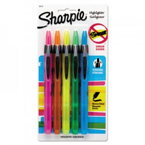 Sharpie 28175PP Retractable Highlighters, Chisel Tip, Assorted Fluorescent Colors, 5/Set SAN28175PP