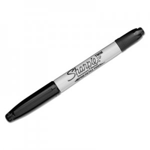 Sharpie 32001 Twin-Tip Permanent Marker, Fine/Ultra Fine Point, Black SAN32001
