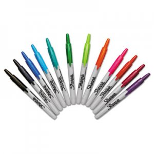 Sharpie 32707 Retractable Permanent Markers, Fine Point, Asstd., 12/Set SAN32707