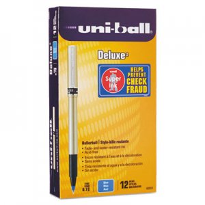 Uni-Ball 60053 Deluxe Roller Ball Stick Waterproof Pen, Blue Ink, Fine, Dozen SAN60053