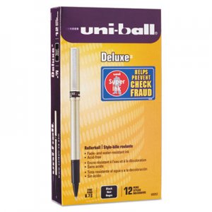 Uni-Ball 60052 Deluxe Roller Ball Stick Waterproof Pen, Black Ink, Fine, Dozen SAN60052