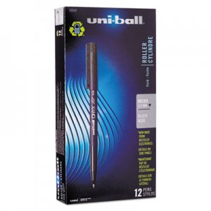 Uni-Ball 60040 Onyx Roller Ball Stick Dye-Based Pen, Black Ink, Micro, Dozen SAN60040