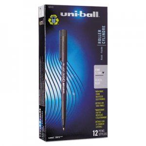 Uni-Ball 60143 Onyx Roller Ball Stick Dye-Based Pen, Black Ink, Fine, Dozen SAN60143
