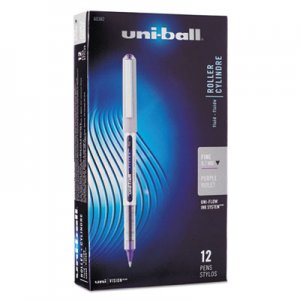 Uni-Ball 60382 Vision Roller Ball Stick Waterproof Pen, Majestic Purple Ink, Fine, Dozen SAN60382