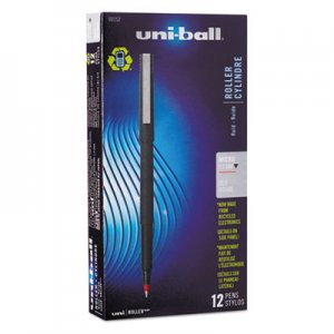 Uni-Ball 60152 Roller Ball Stick Dye-Based Pen, Red Ink, Micro, Dozen SAN60152