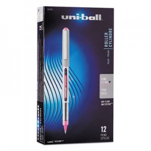 Uni-Ball 60384 Vision Roller Ball Stick Waterproof Pen, Passion Pink Ink, Fine SAN60384