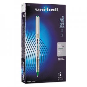 Uni-Ball 60386 Vision Roller Ball Stick Waterproof Pen, Evergreen Ink, Fine, Dozen SAN60386