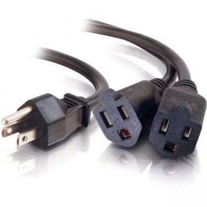 C2G 29802 14in 16 AWG 1-to-2 Power Cord Splitter (1 NEMA 5-15P to 2 NEMA 5-15R